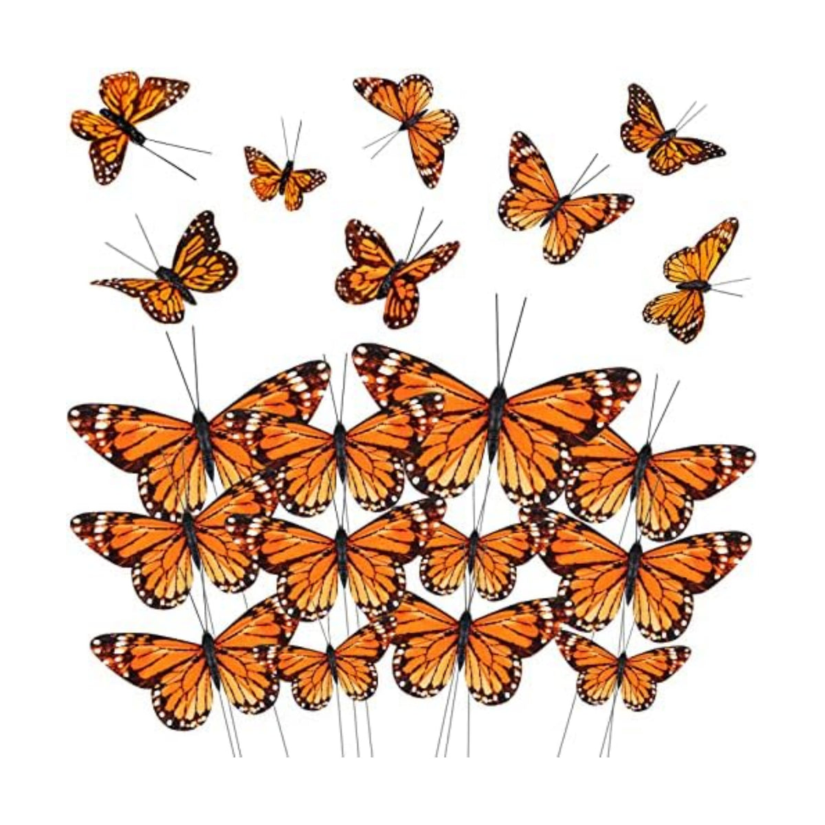 Giegxin 24 Pcs Monarch Butterfly Picks Artificial with Wire,Orange