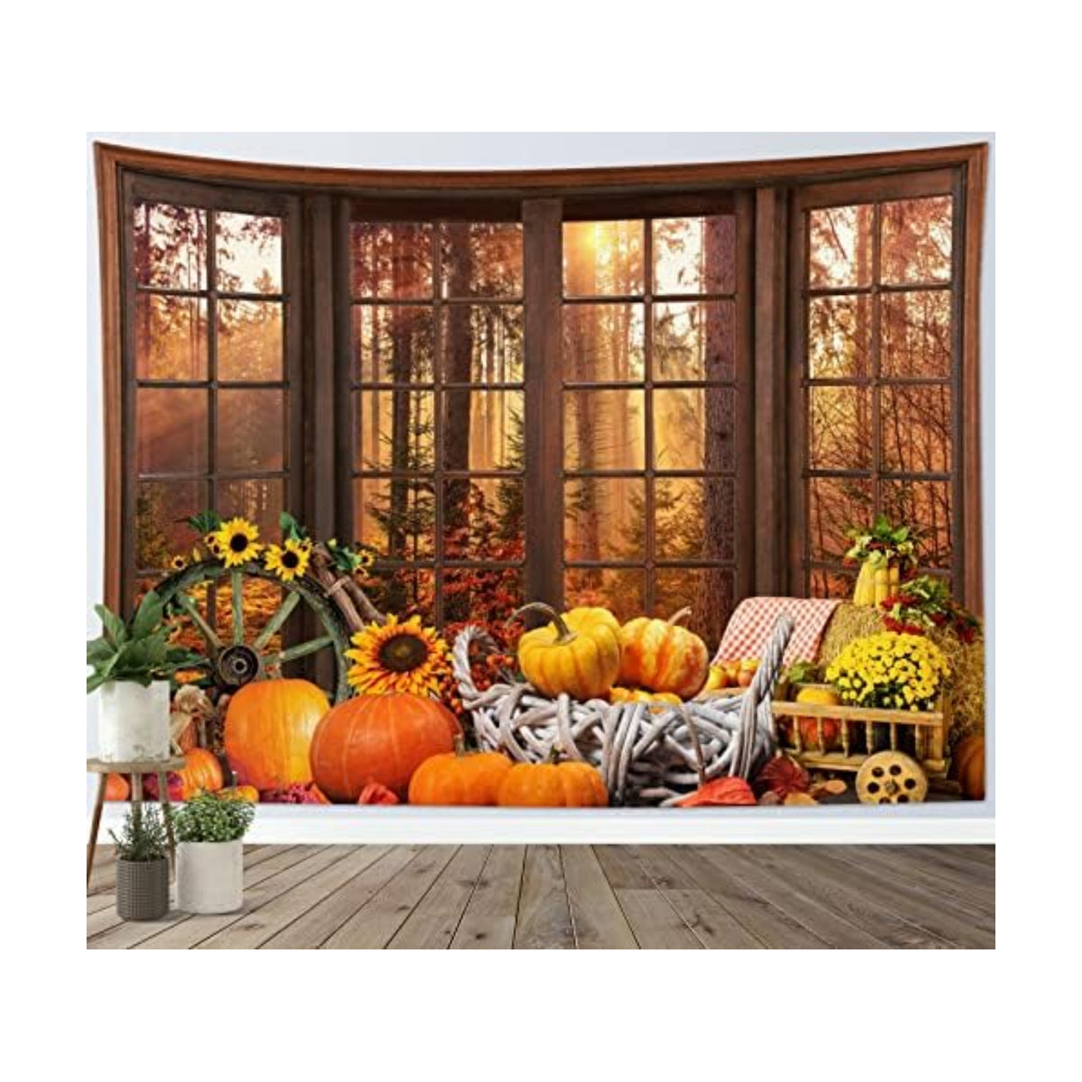 HVEST Farmhouse Fall Tapestry Wall Hanging for Bedroom,40L x 60W Inches