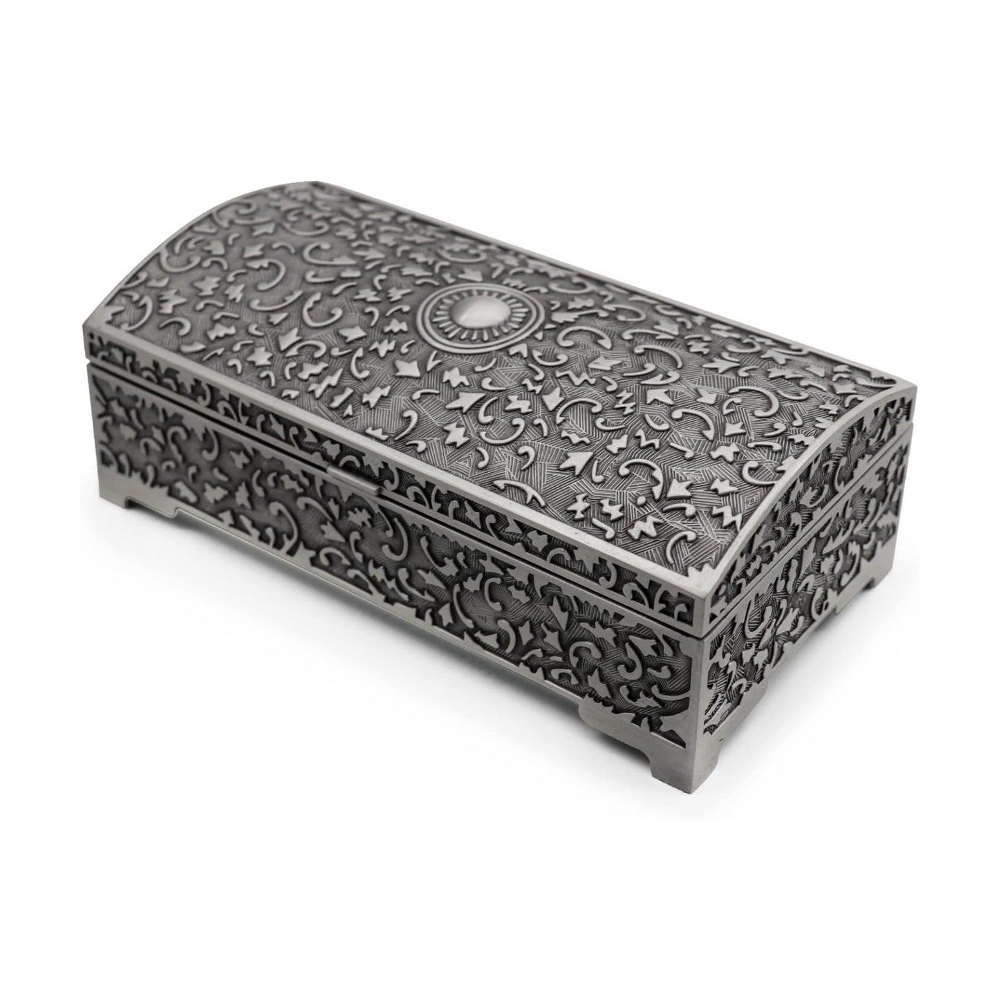 Vintage Metal Jewelry Box Small Trinket Storage Organizer Box Chest Ring Case / Sun / Large