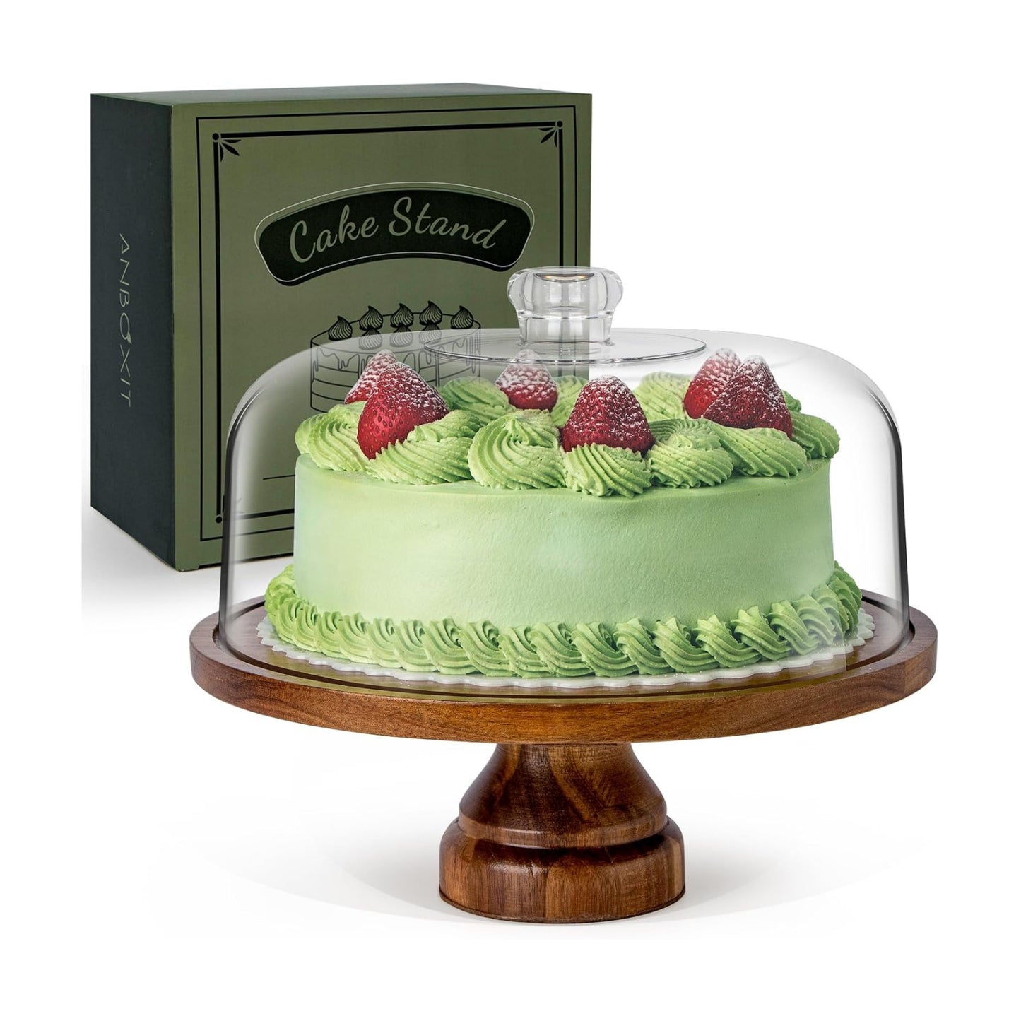 Wooden Cake Display Stand / Acrylic Dome -footed