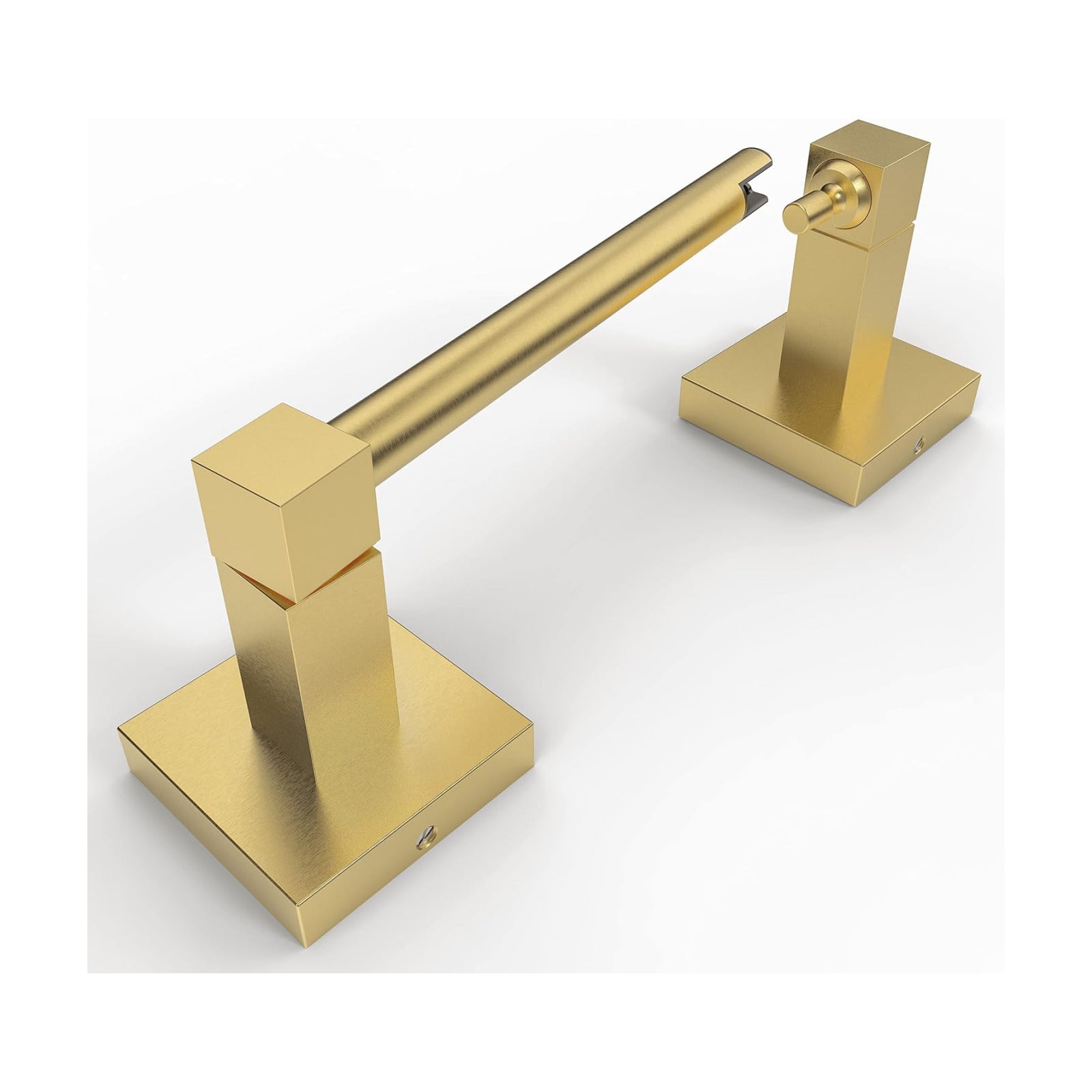 RUACQ Brushed Gold Toilet Paper Holder Wall Mount for Bathroom | Dual-Post Pivoting Tissue Roll Holder with Square