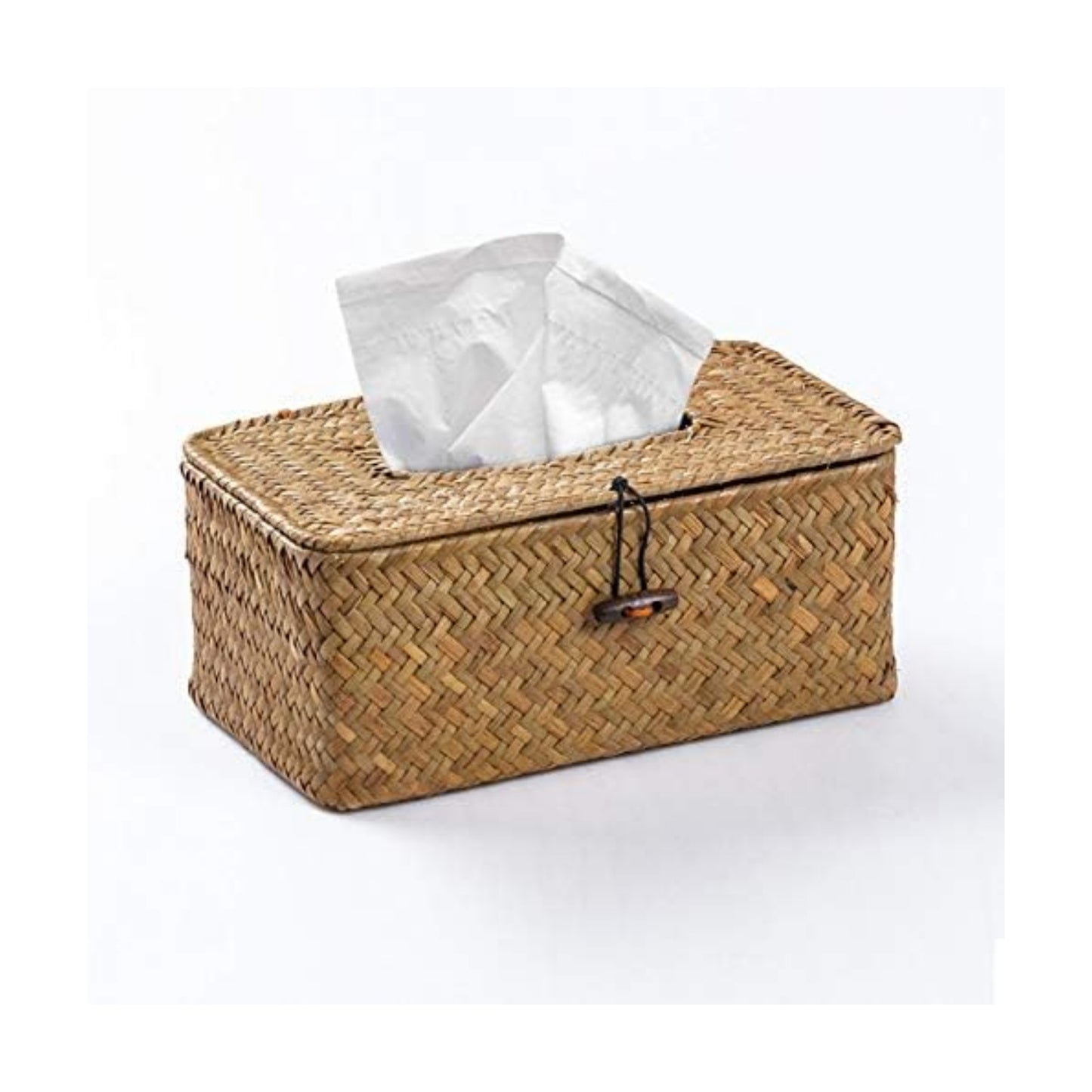 Seagrass Tissue Box Cover Rectangular Woven Napkin Holder Decorative / Natural / 10 x 5.5 x 4.2