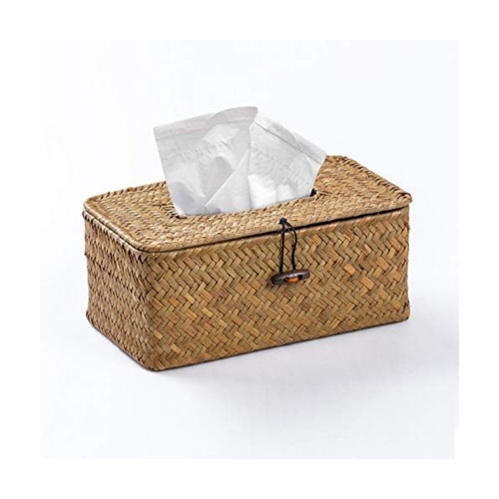 Seagrass Tissue Box Cover Rectangular Woven Napkin Holder Decorative / Natural / 10 x 5.5 x 4.2