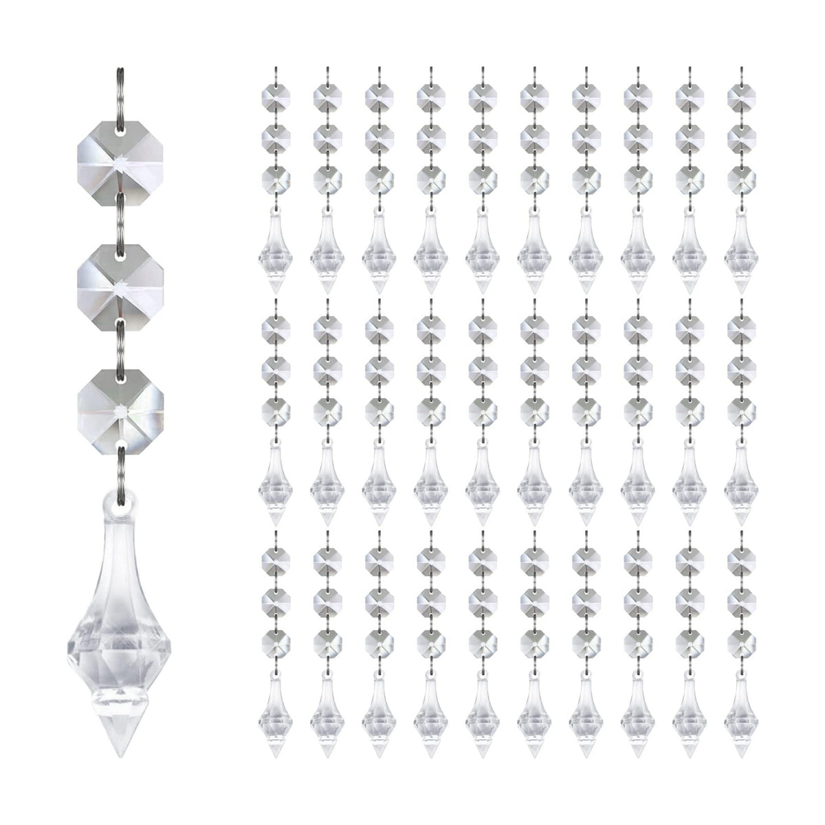 Jishi 30pk Crystal Finial Ornaments for Christmas Tree Decorations, Shatterproof Acrylic Hanging Crystals, Clear Plastic Finial Drop Christmas Ornaments for Centerpiece Chandelier Decor Party Supplies