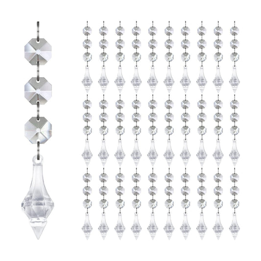 Jishi 30pk Crystal Finial Ornaments for Christmas Tree Decorations, Shatterproof Acrylic Hanging Crystals, Clear Plastic Finial Drop Christmas Ornaments for Centerpiece Chandelier Decor Party Supplies