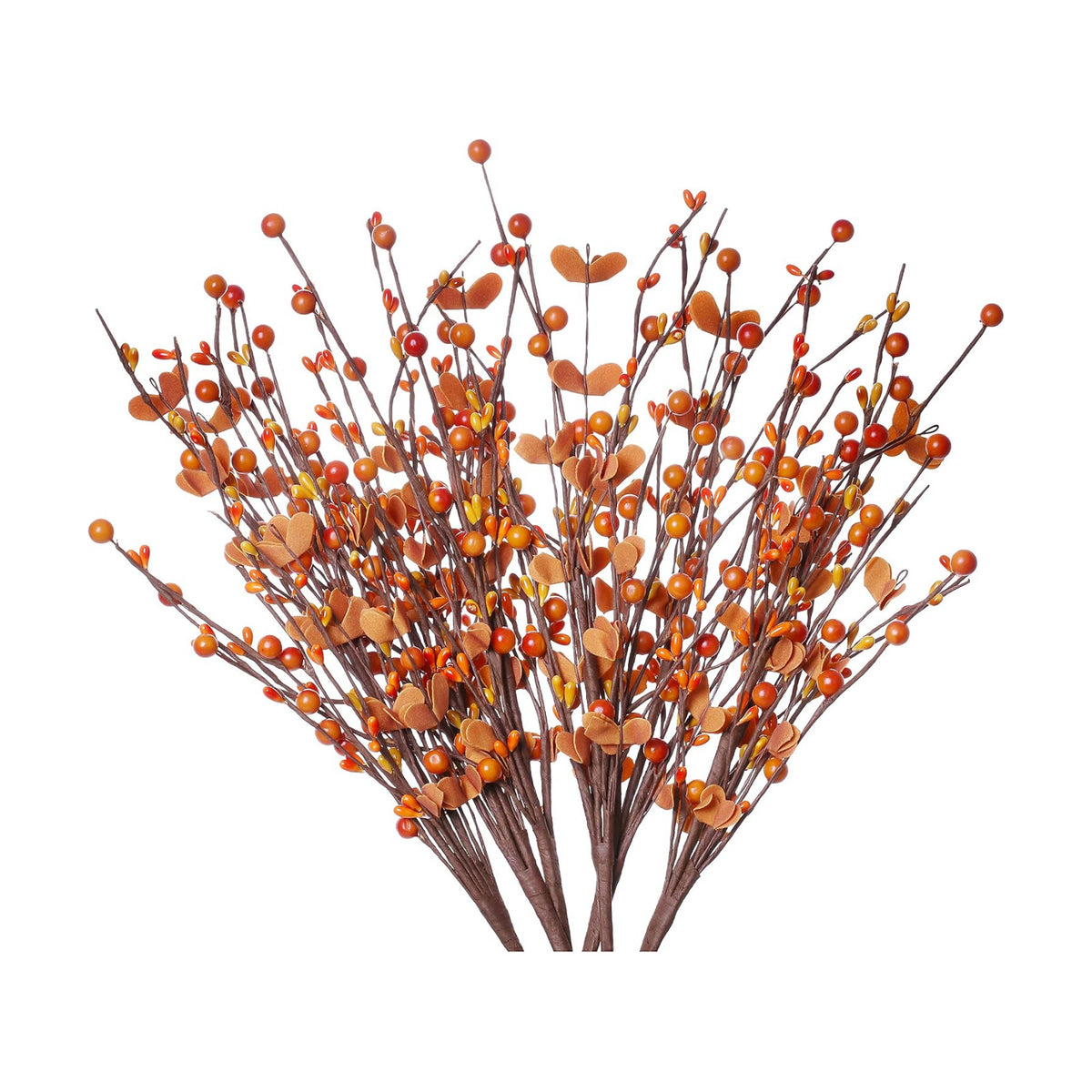 LLZLL 6PCS Fall Stems,17in/43cm Tall Artificial Fall Berry Picks Autumn Berry Spray for Flower Arrangement and Fall Decor (Red Orange Berries and Leaves)