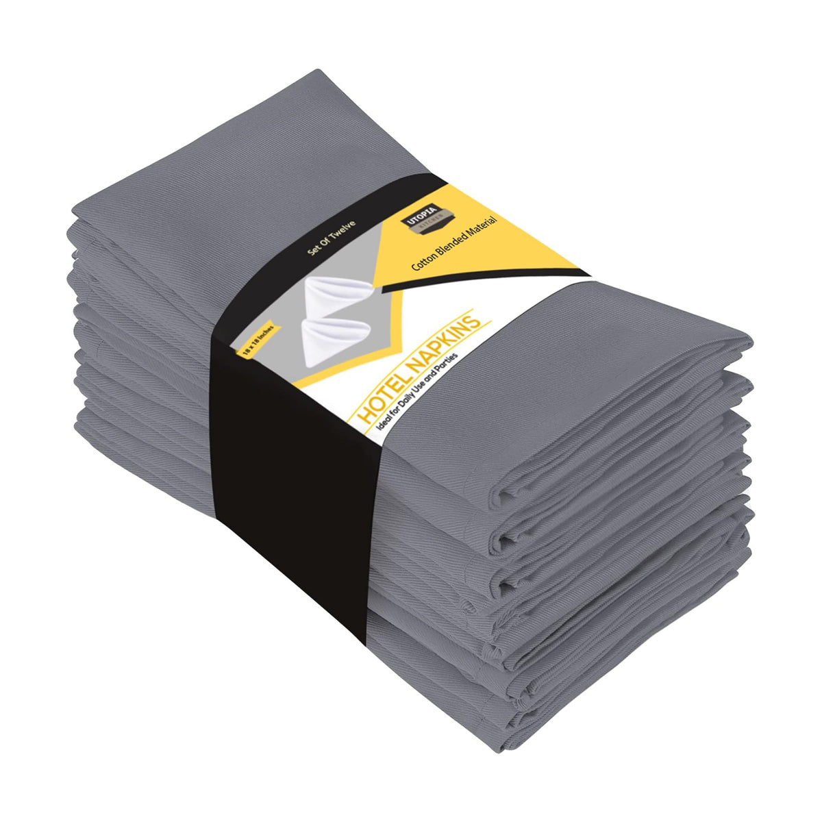 Utopia Kitchen Cotton Blend Charcoal Cloth Napkins [12 Pack, 18x18 Inch]
