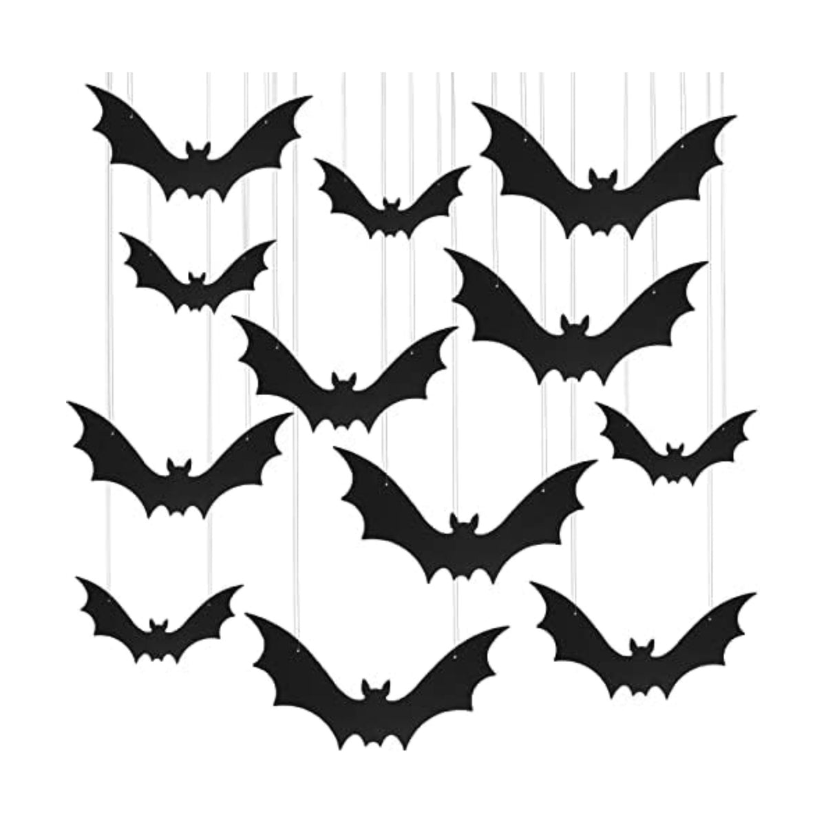Plastic Bats Halloween Decorations, 12 PCS Large Black Hanging Bats