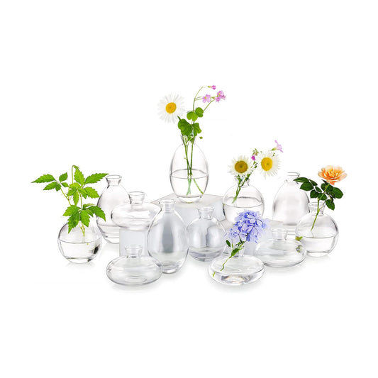 Glass Bud Vases / 4sets / Clear / Set of 12