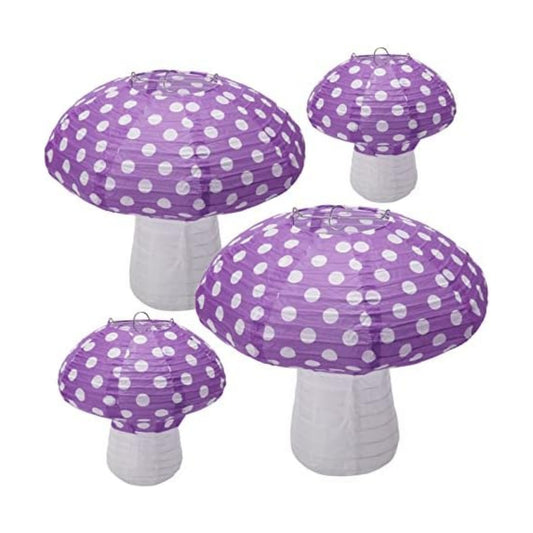 Windspeed 4Pcs Mushroom Shaped Paper Lanterns 8 &12 Inch Mushroom Lanterns