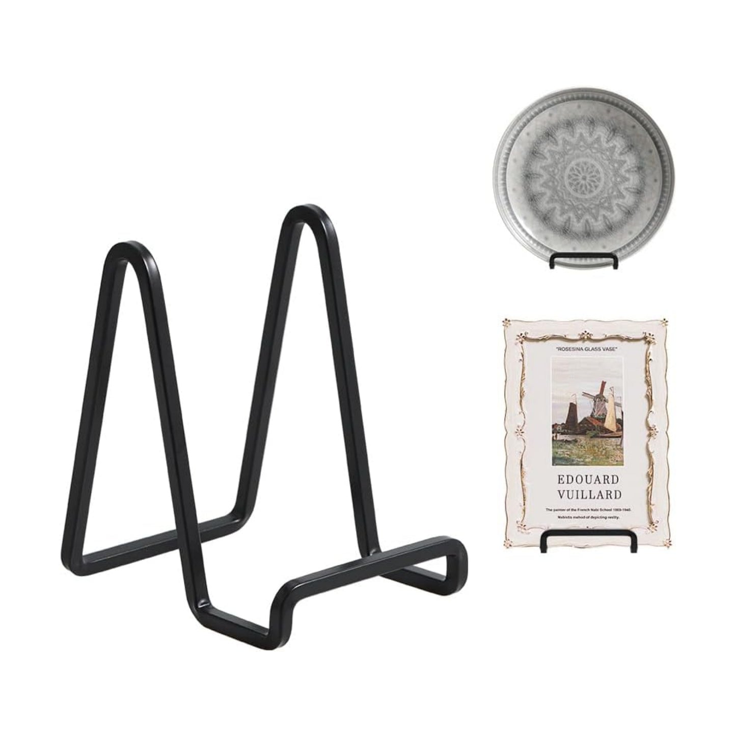Metal Plate Stands for Display / 4.5 Inch / Black / Set of 4