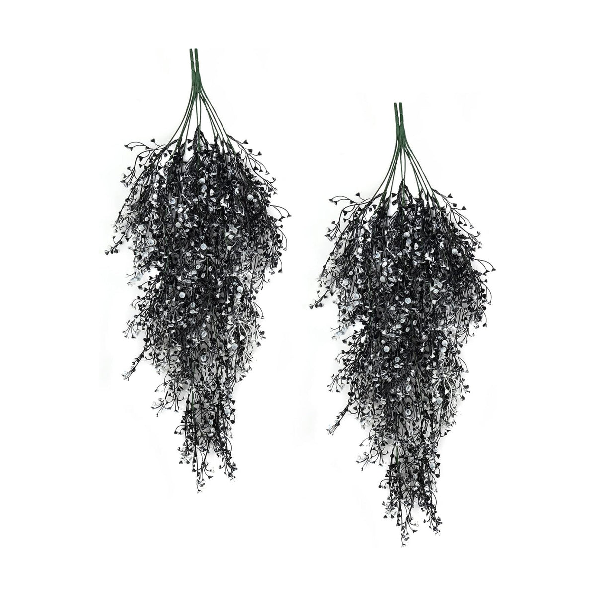 RECUTMS 4Pcs Artificial Hanging Wisteria Plants 31.5In Plastic Black White