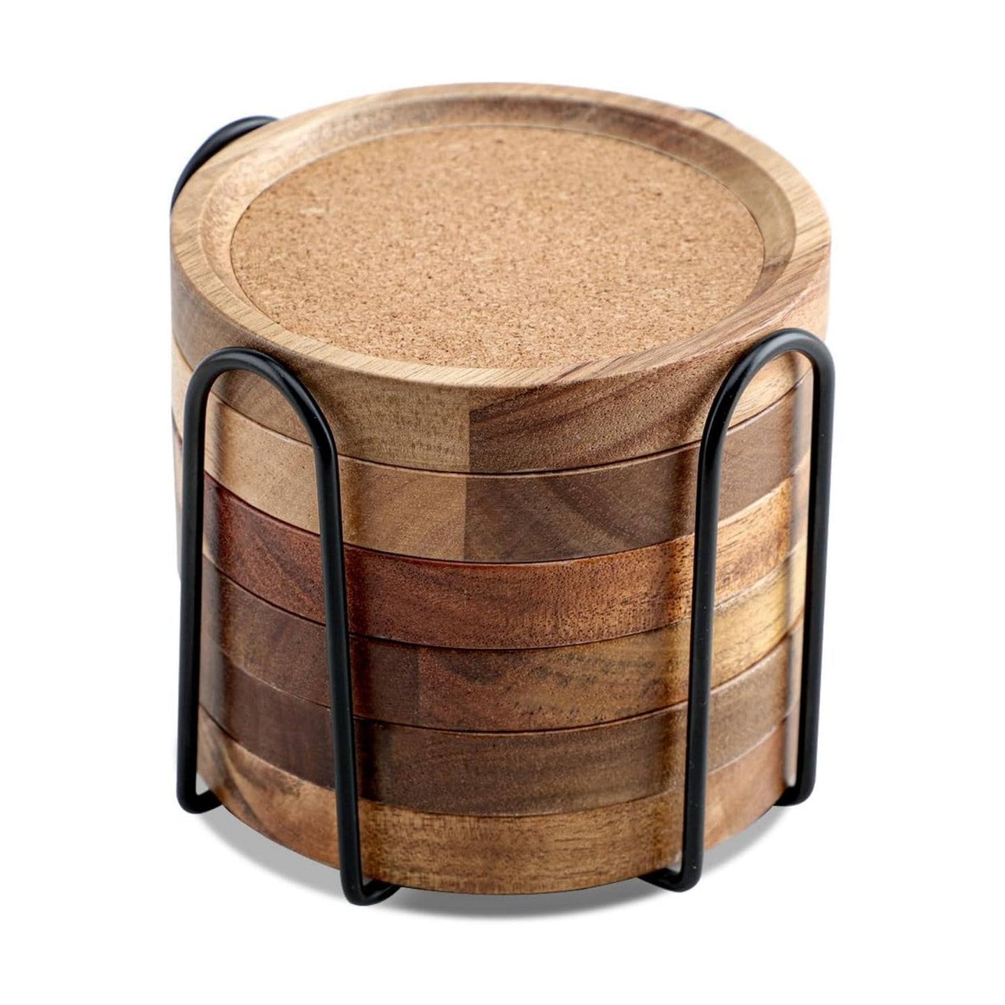 Holder / Acacia Wood Cork Coaster / Natural Acacia