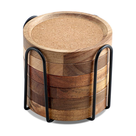 Holder / Acacia Wood Cork Coaster / Natural Acacia