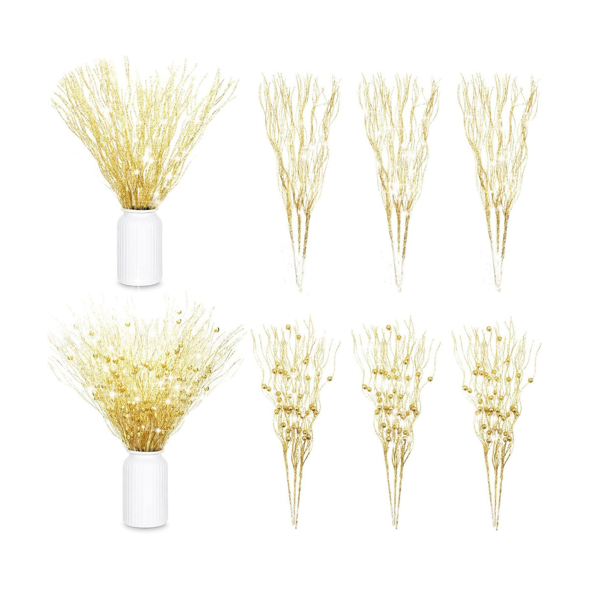Giegxin 16 Pack 17 Inch Champagne Berry Stems Christmas Tree Filler