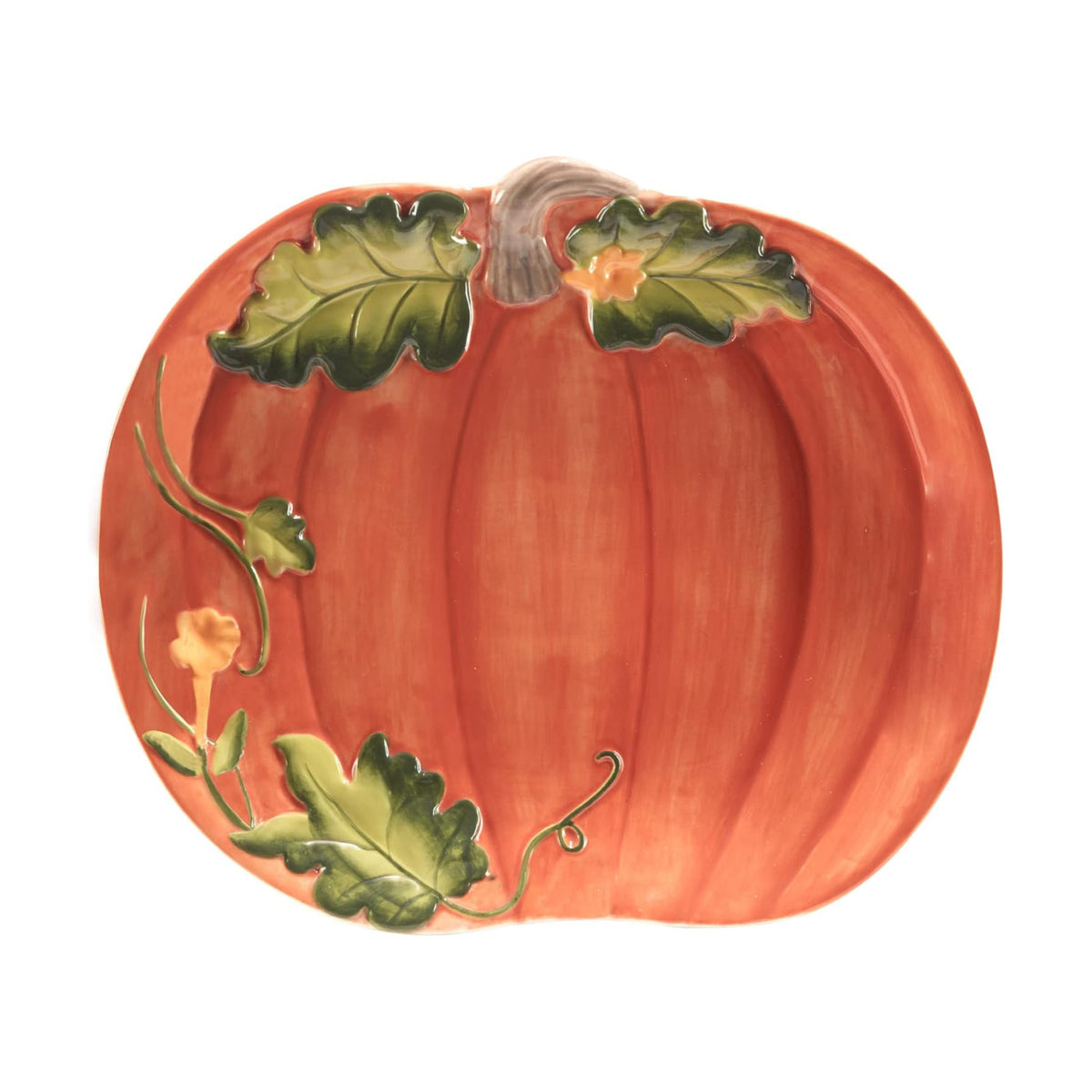 Certified International Harvest Morning Pumpkin Platter, 13.75'' x 11.5'', Multicolor, Large