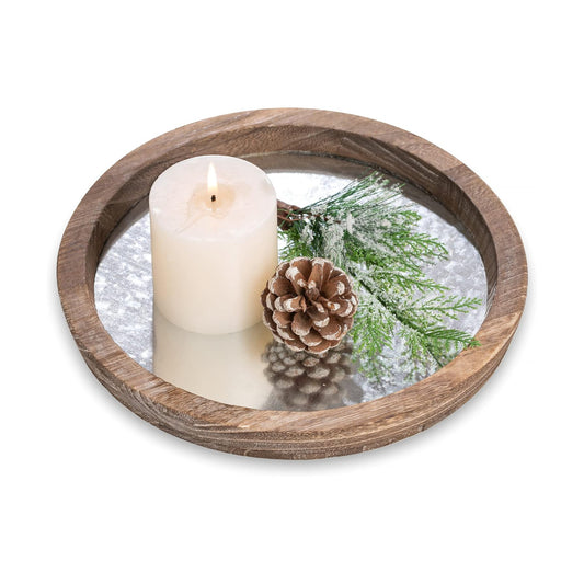 Rustic Wooden Tray / Distressed Mirror