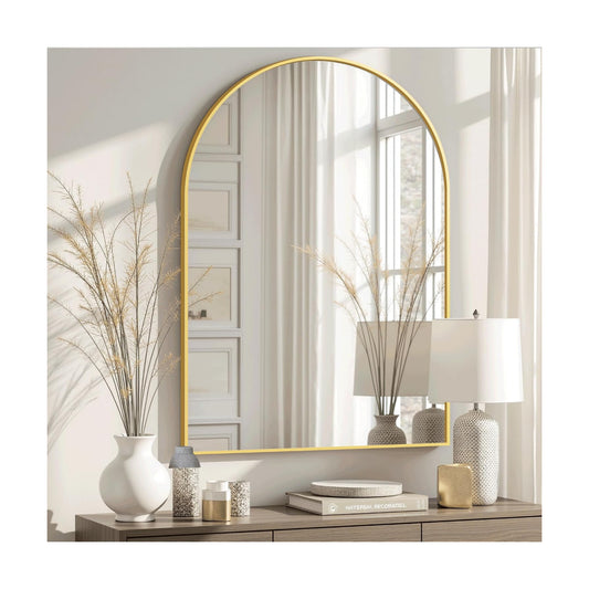 Metal Frame Vanity Mirror / Gold / 38"L x 26"W / 38 x 26