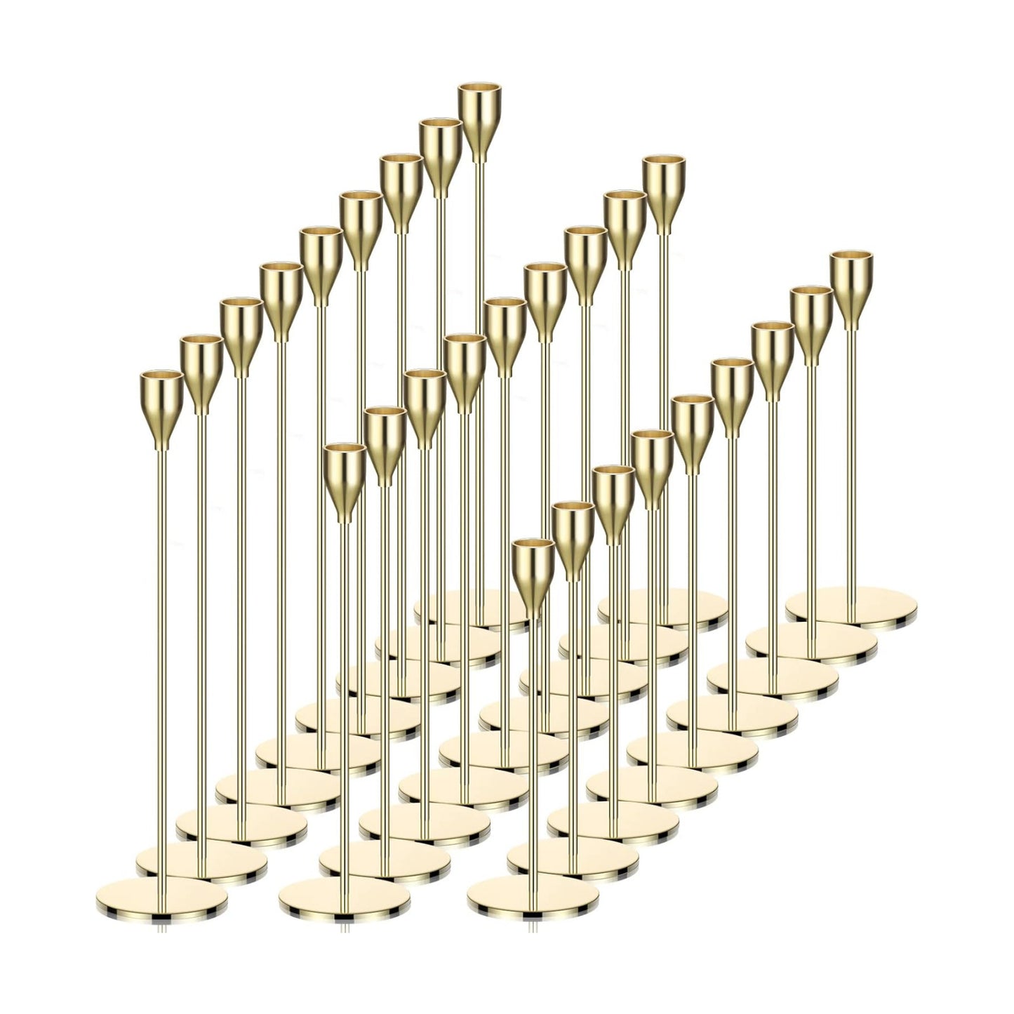 27 Pack Candles Holders, 9 Sets Metal Taper Candlestick Holders,Gold | Fit 0.75 Inch Thick Pillar Candles, Modern