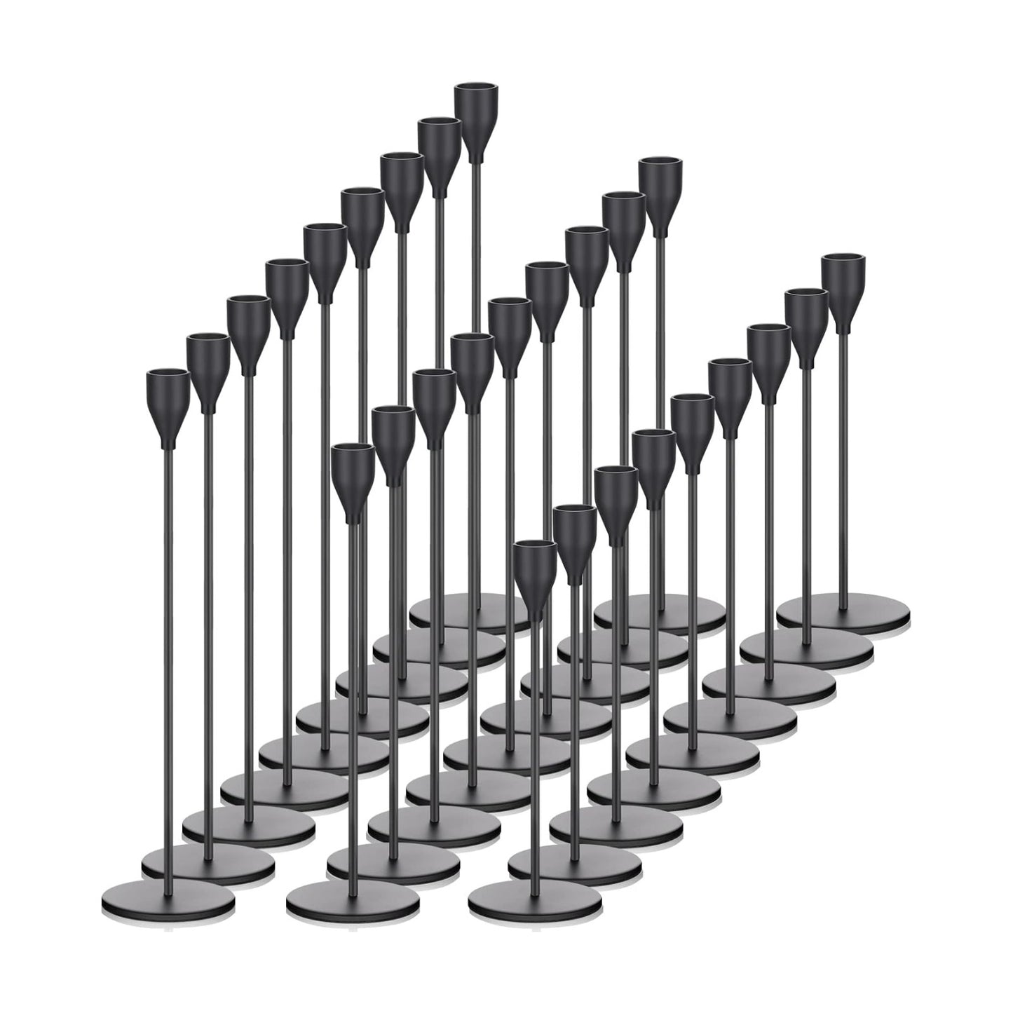 27 Pack Candles Holders, 9 Sets Metal Taper Candlestick Holders,Black | Fit 0.75 Inch Thick Pillar Candles, Modern