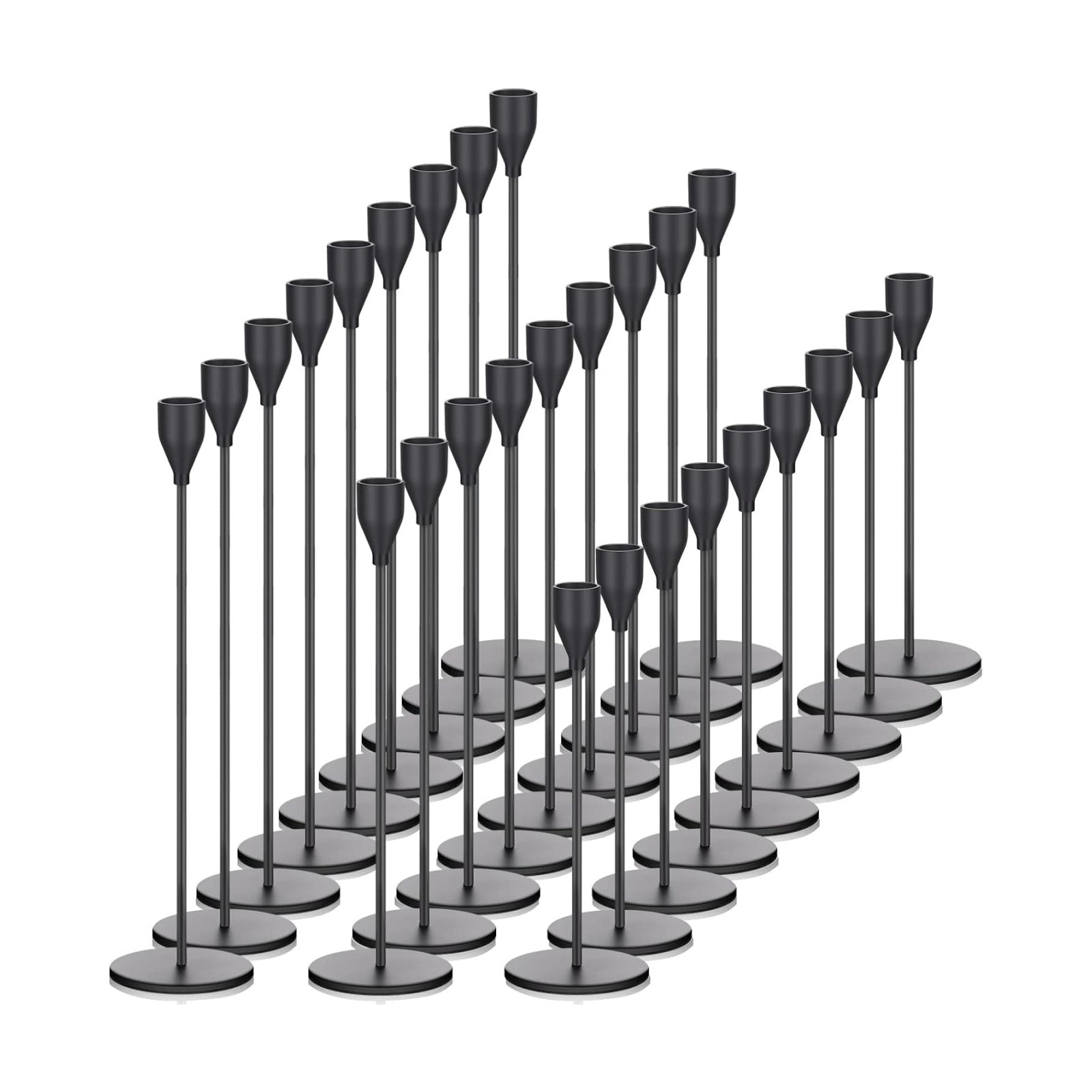 27 Pack Candles Holders, 9 Sets Metal Taper Candlestick Holders,Black | Fit 0.75 Inch Thick Pillar Candles, Modern