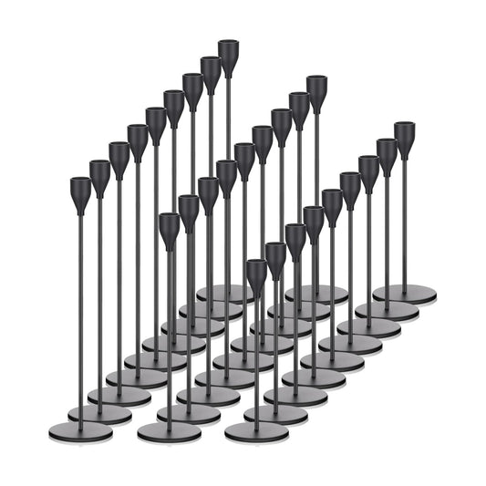 27 Pack Candles Holders, 9 Sets Metal Taper Candlestick Holders,Black | Fit 0.75 Inch Thick Pillar Candles, Modern