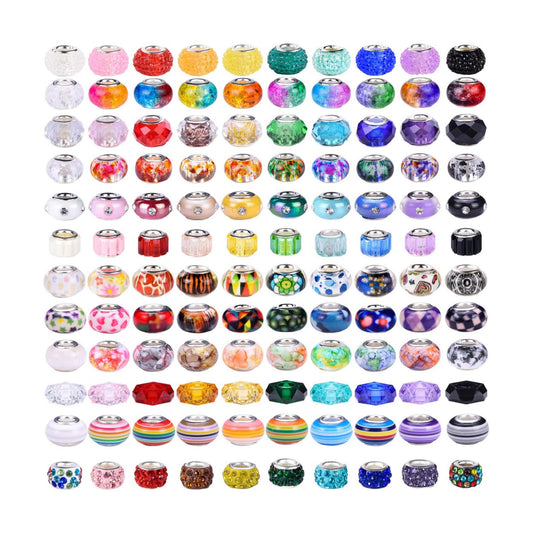 Assorted European Craft Beads Large Hole Lampwork Spacer Beads / Mix Color Style / Set of 240