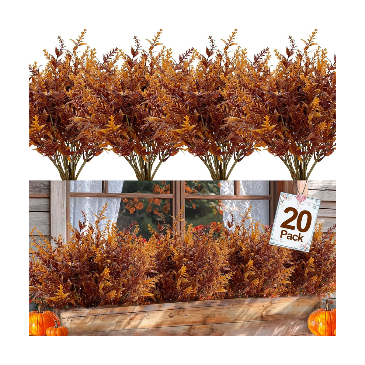 TURNMEON 20 Bundles Artificial Fall Flowers for Outdoors Fall Decorations