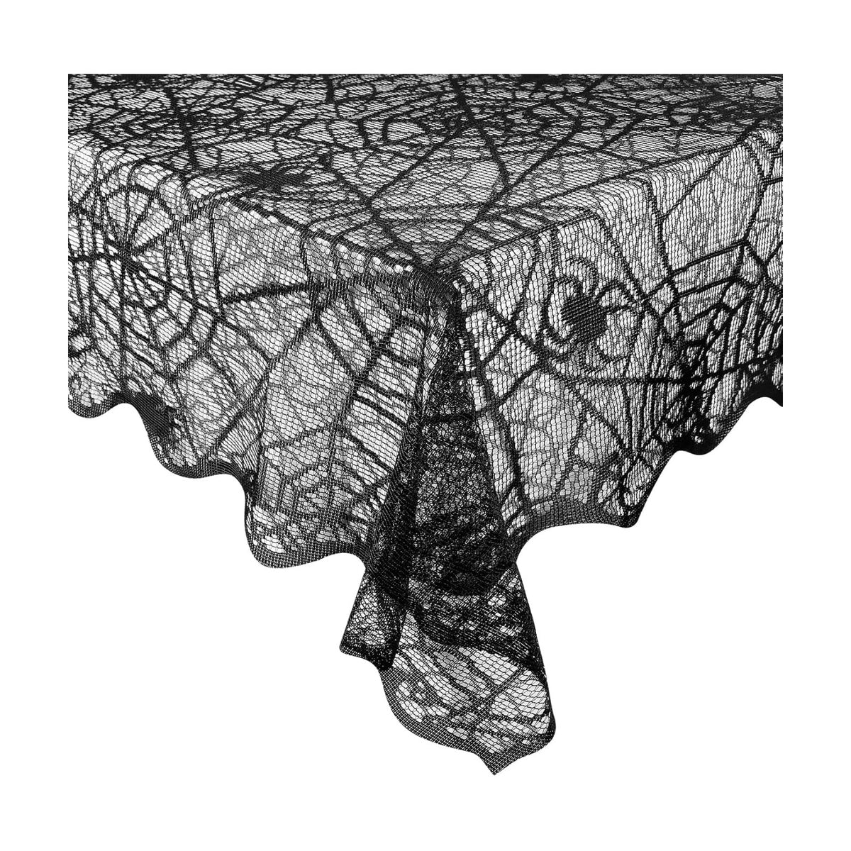 eZAKKA Black Lace Spider Web Halloween Tablecloth Rectangle 60x84 Inch