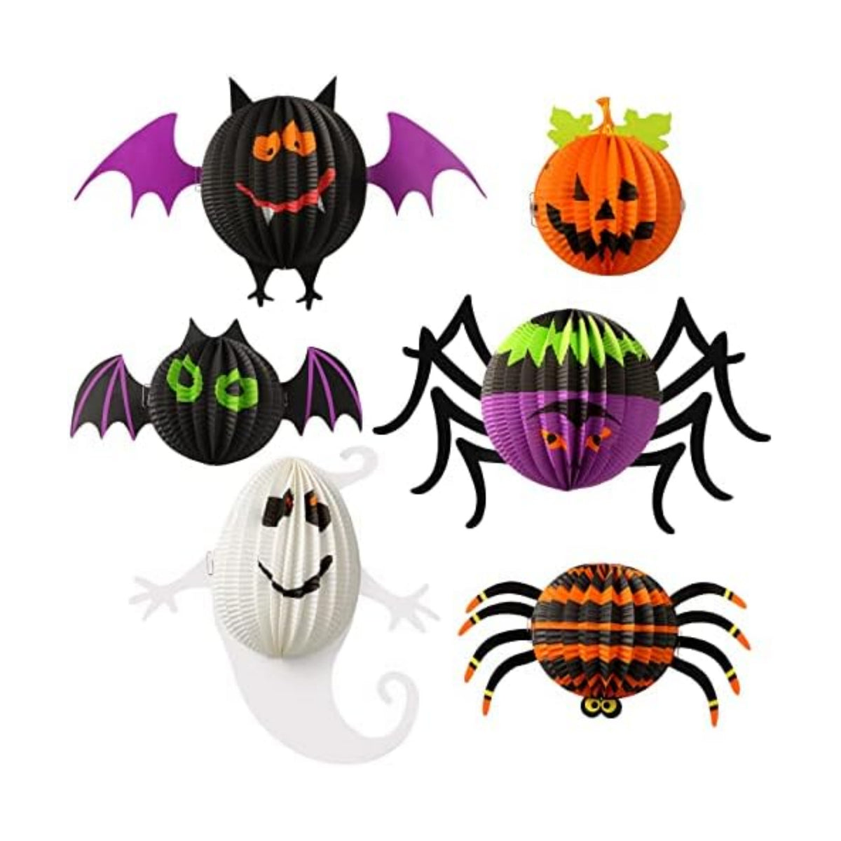 Jeyiour 6 Pack Halloween Paper Lanterns, 3D Honeycomb Hanging Decorations