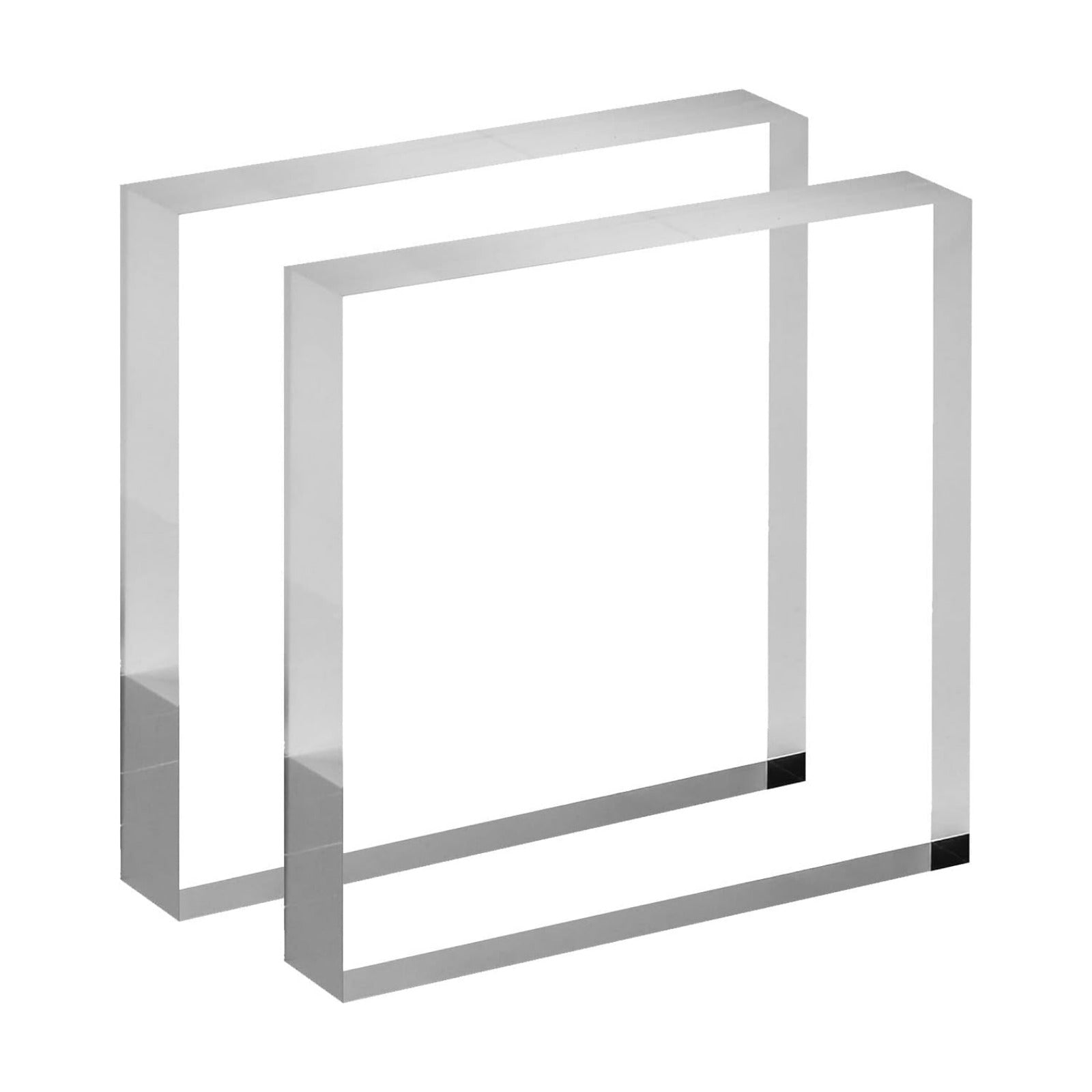 CiaoHER 6in Square Acrylic Cube Display Block, 1in Thickness, 2 Pack | Clear Polished, Pedestal Stand Riser, Solid