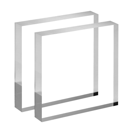 CiaoHER 6in Square Acrylic Cube Display Block, 1in Thickness, 2 Pack | Clear Polished, Pedestal Stand Riser, Solid