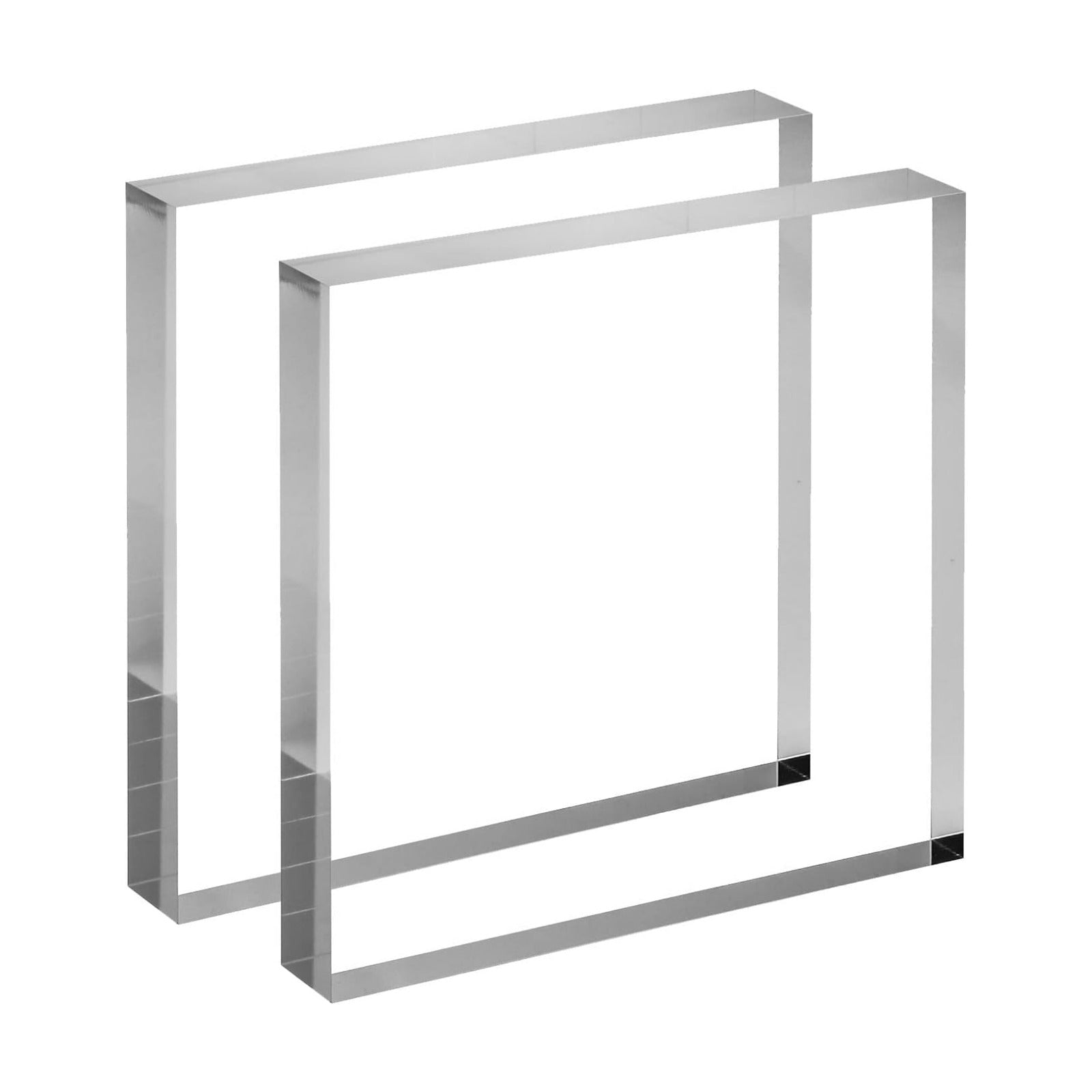 CiaoHER 7in Square Acrylic Cube Display Block, 1in Thickness | Clear Polished, Pedestal Stand Riser, Solid Base, 2 Pack