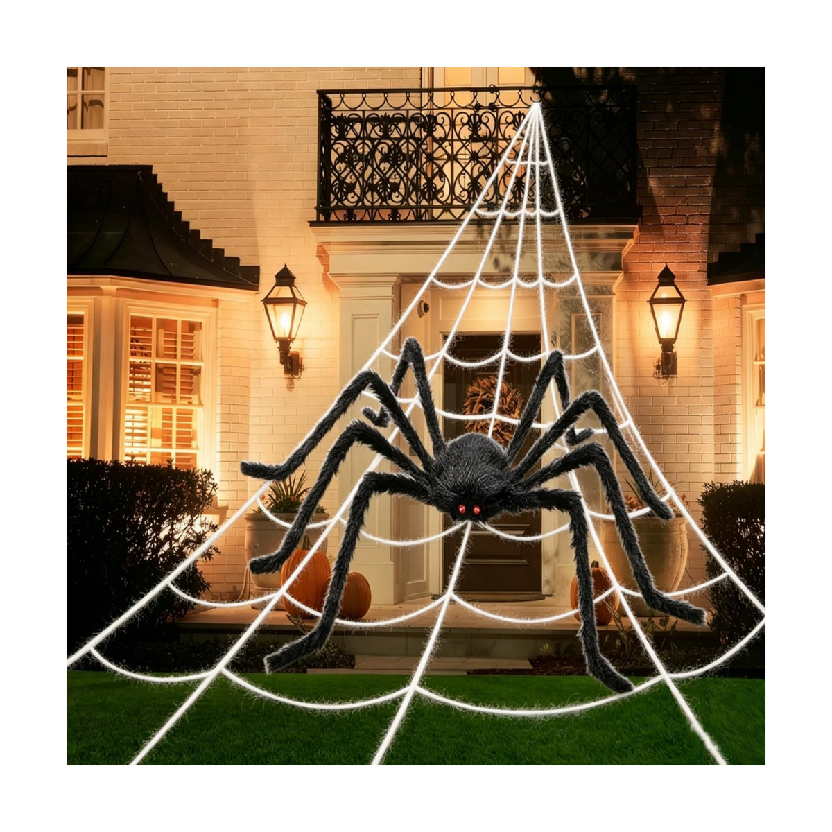Halloween Decorations, 200" Triangular Spider Web +59" Giant Spider