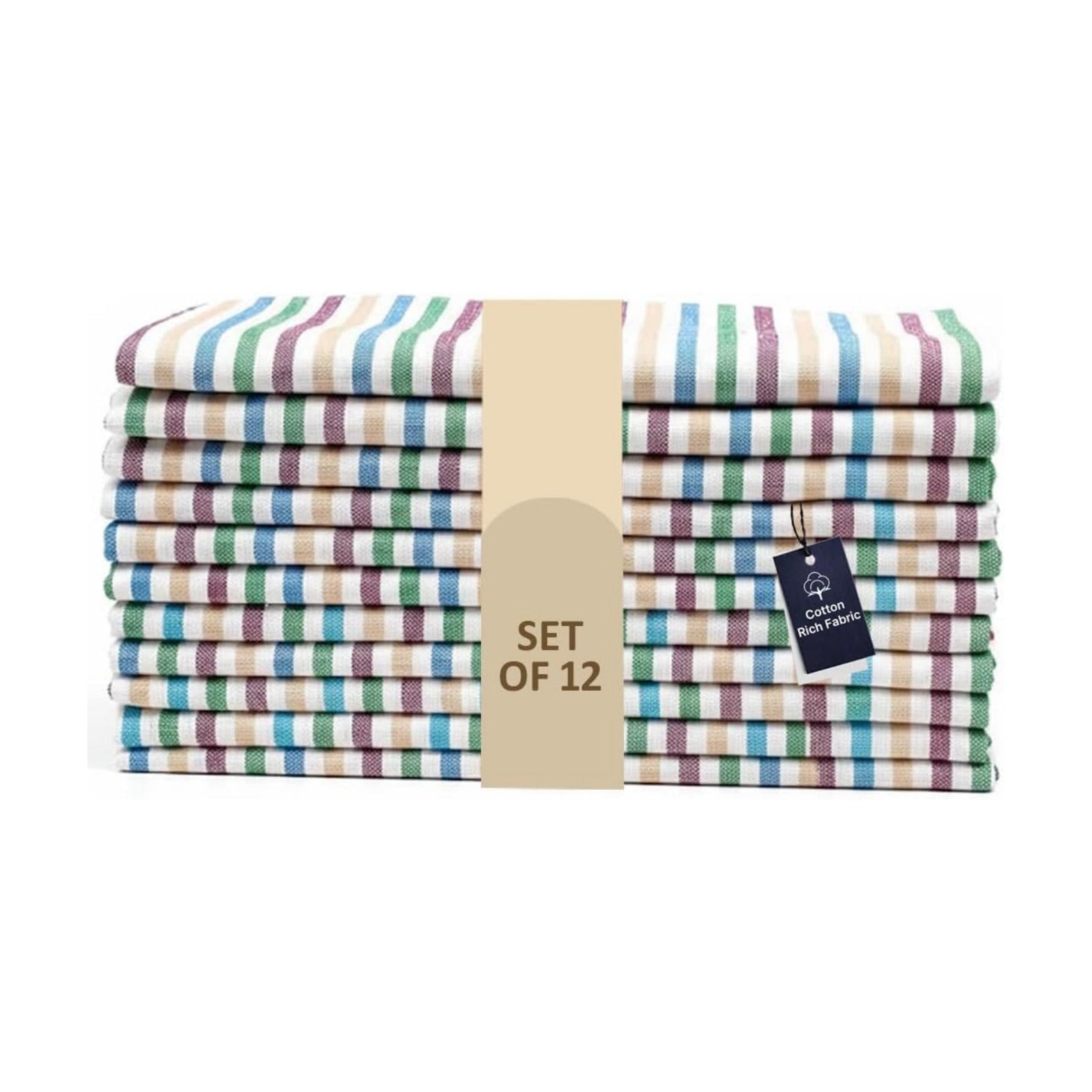 LFH Home 100% Cotton Cloth Salsa Napkin Set of 12 Washable Soft Durable Striped Napkins for Dining Wedding Parties &