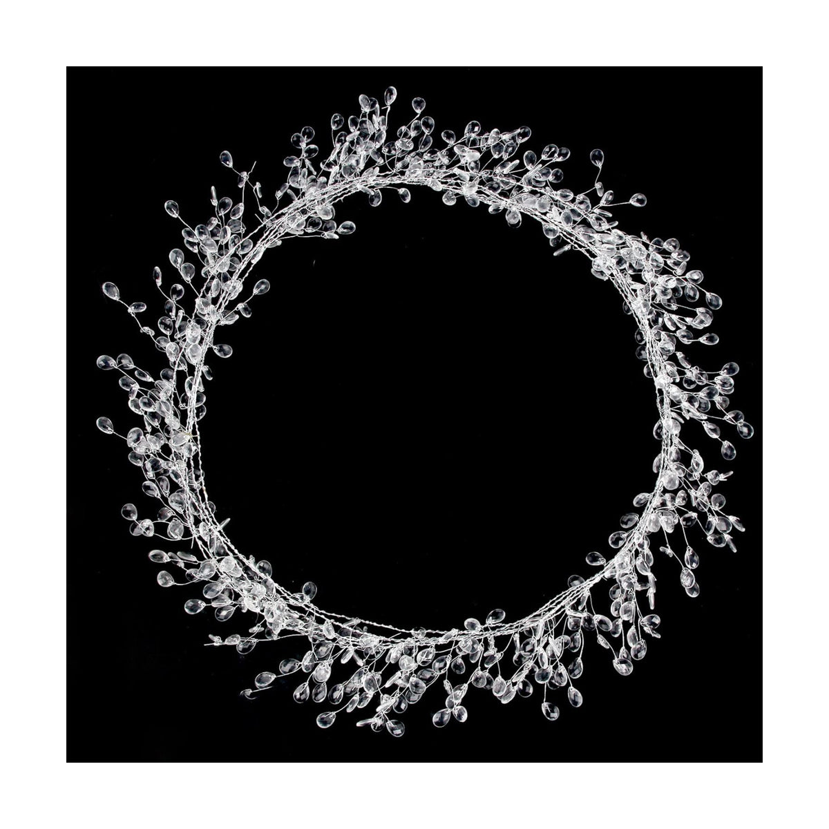 FOIMAS 16ft Clear Acrylic Wire Bead Garland Strand Ice Faux Crystal Bead String Garland for Christmas Tree Craft Wedding Birthday Party Decoration