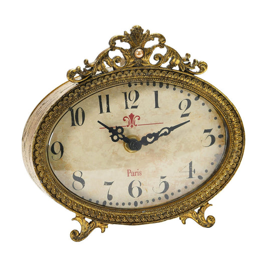 Creative Co-Op Distressed Pewter Mantel Clock, Gold Finish