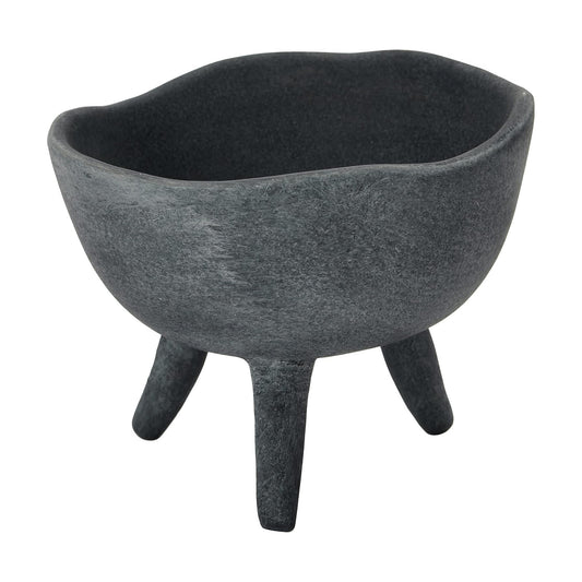 Creative Co-Op Boho Terracotta Footed Bowl / Slate Grey / Set of 4