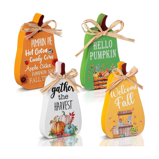 Jetec 4 Pcs Fall Decorations for Home, Thanksgiving Pumpkin Table Decor