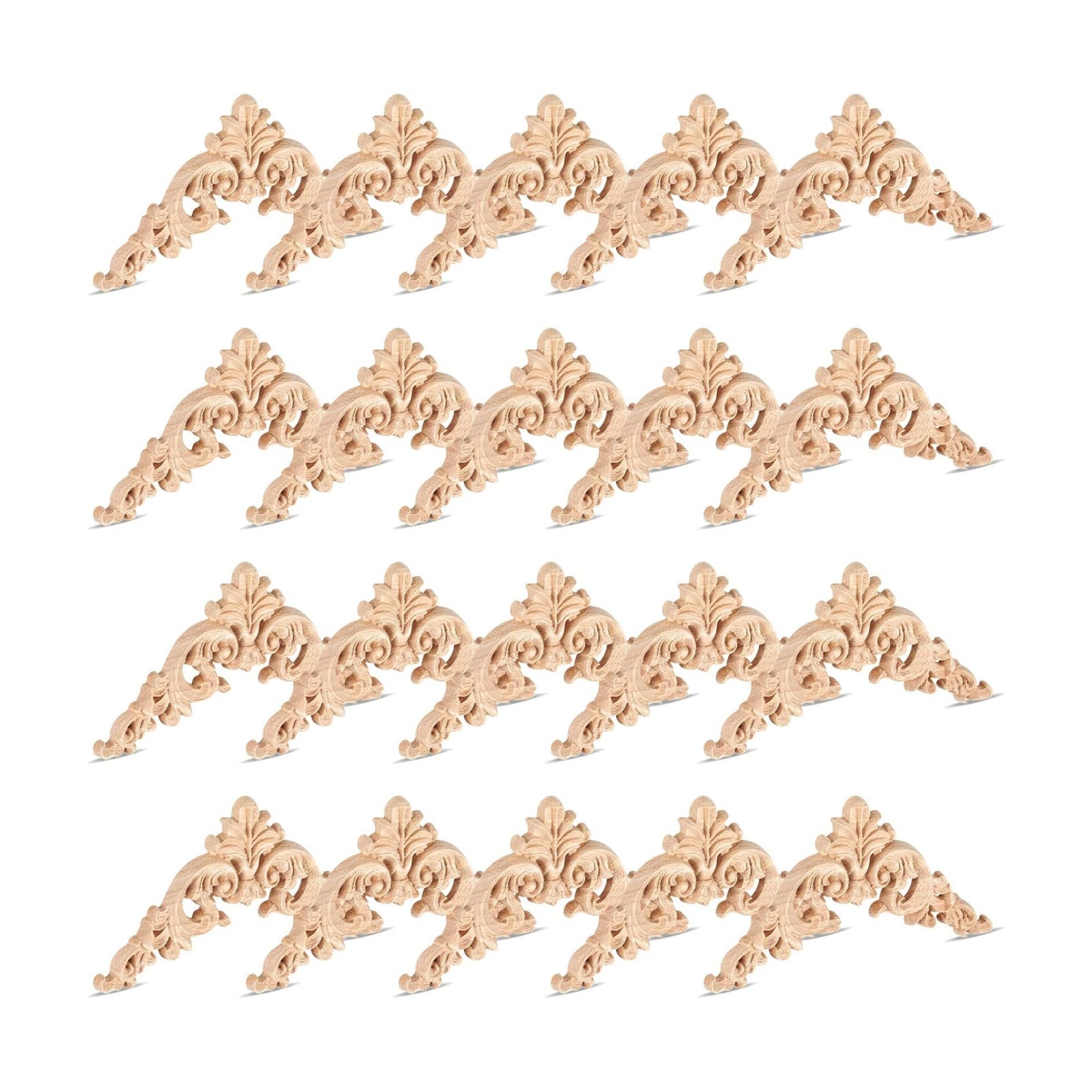 Wood Applique Corner Onlay Decorative Wood Applique DIY Wooden Carved / Delicate Style / Set of 20