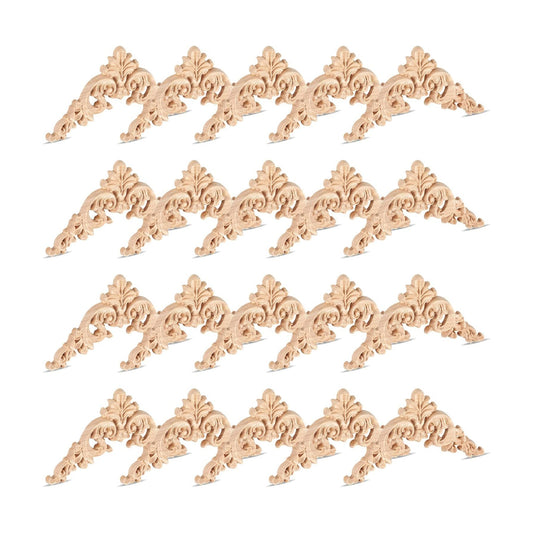 Wood Applique Corner Onlay Decorative Wood Applique DIY Wooden Carved / Delicate Style / Set of 20
