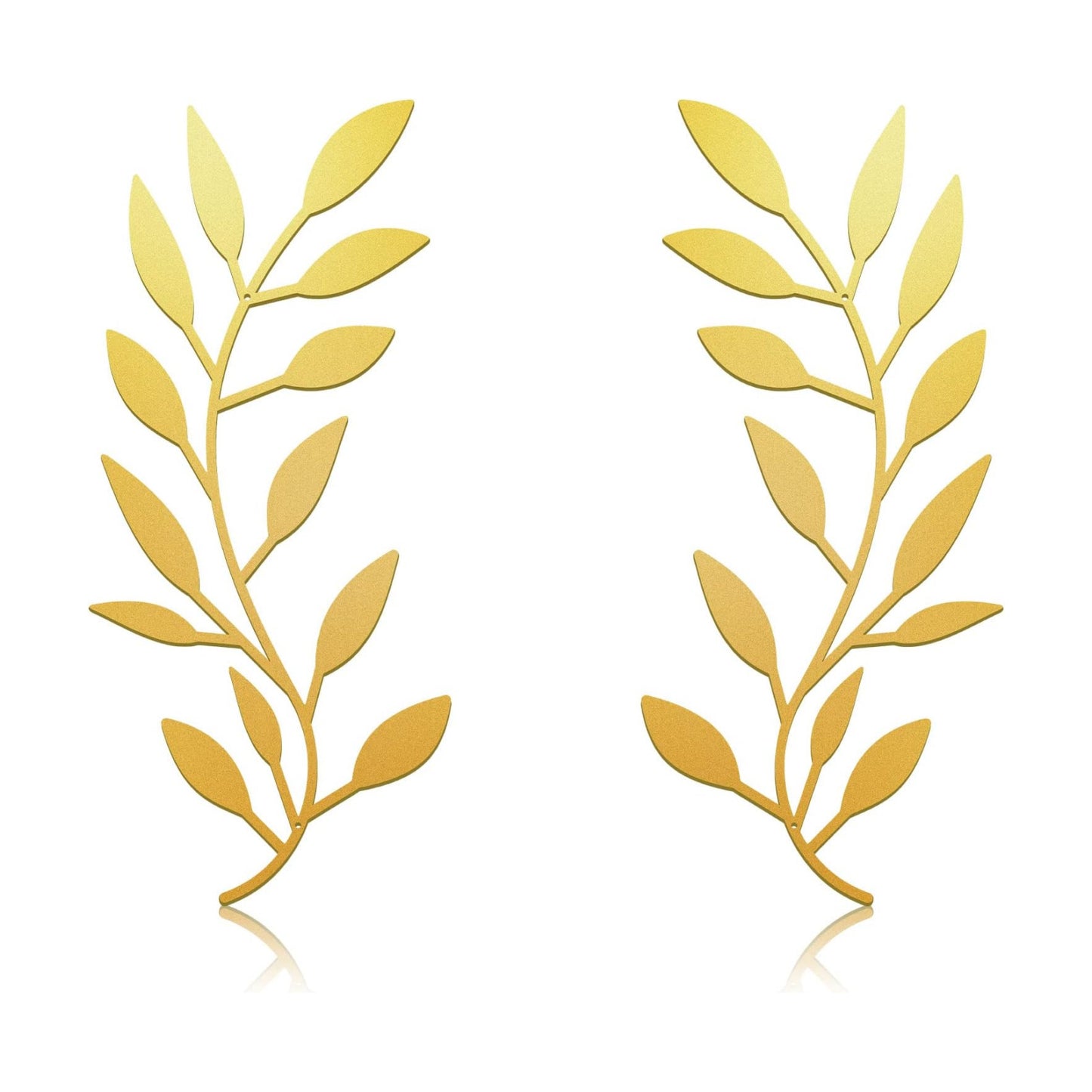 Metal Tree Leaf Wall Decor Vine Olive Branch Leaf Wall Art Living Room / Gold / Set of 2
