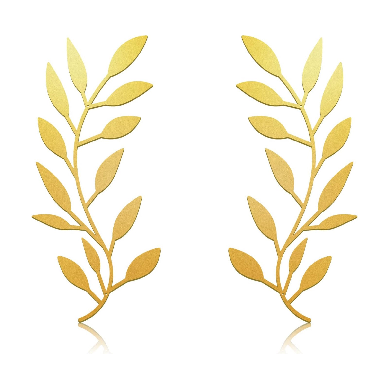 Metal Tree Leaf Wall Decor Vine Olive Branch Leaf Wall Art Living Room / Gold / Set of 2