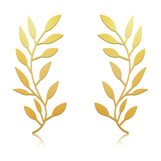 Metal Tree Leaf Wall Decor Vine Olive Branch Leaf Wall Art Living Room / Gold / Set of 2