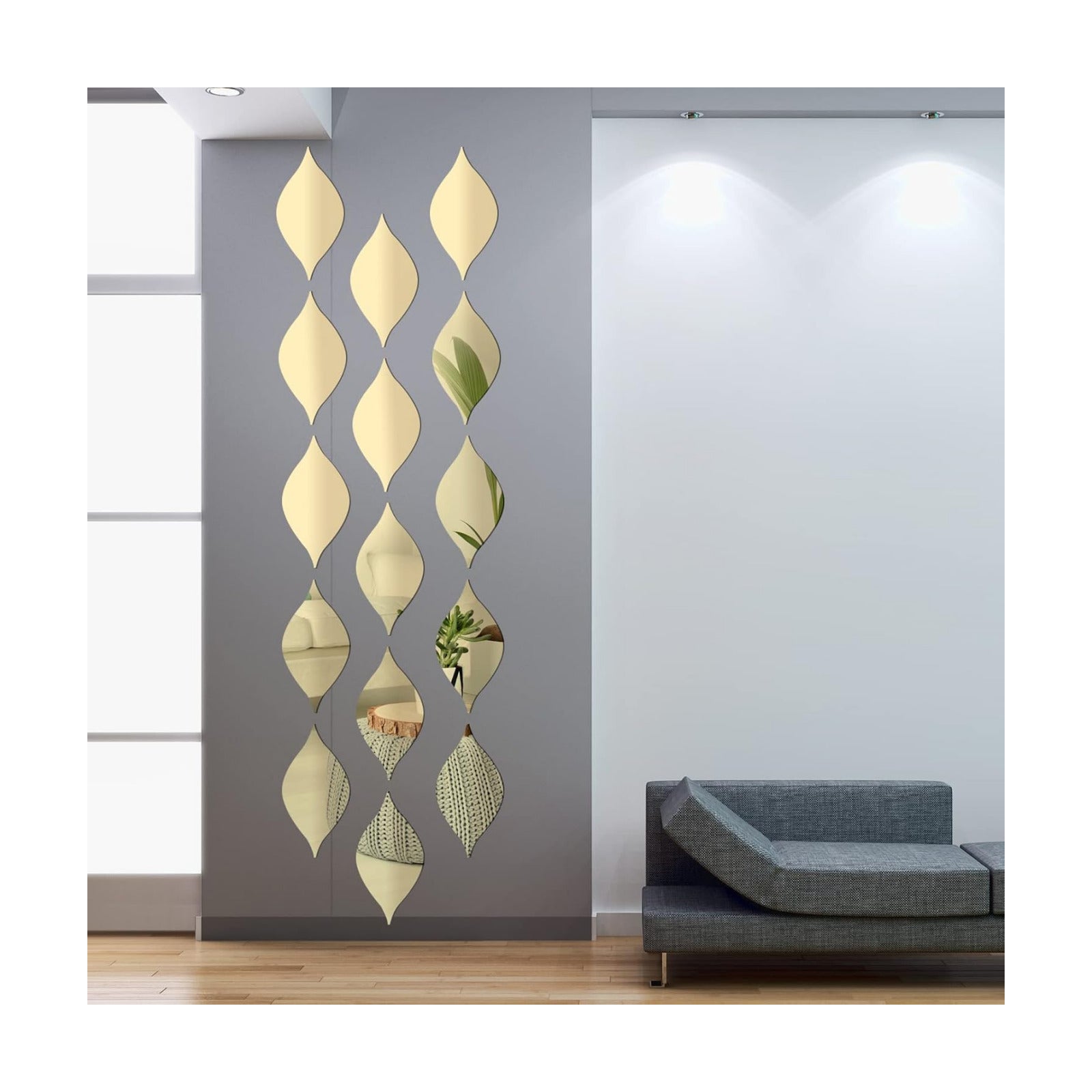 Teardop Mirror Stickers Wall Decor Decals Wavy Acrylic Mirror / Gold / Teardrop / Set of 15