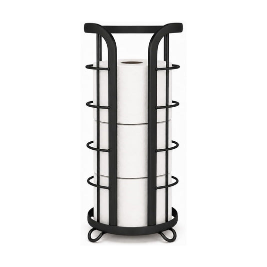 BROOKSTONE Toilet Paper Holder Stand Reserve - Free Standing Toilet Paper Stand with Storage that Holds Mega Rolls
