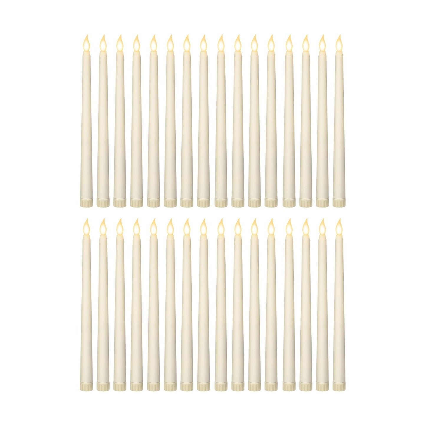 Treela Battery Operated LED Taper Candles,Basic,11 Inch,Ivory | 24 Pack Flameless Fake Lights with Flickering Amber
