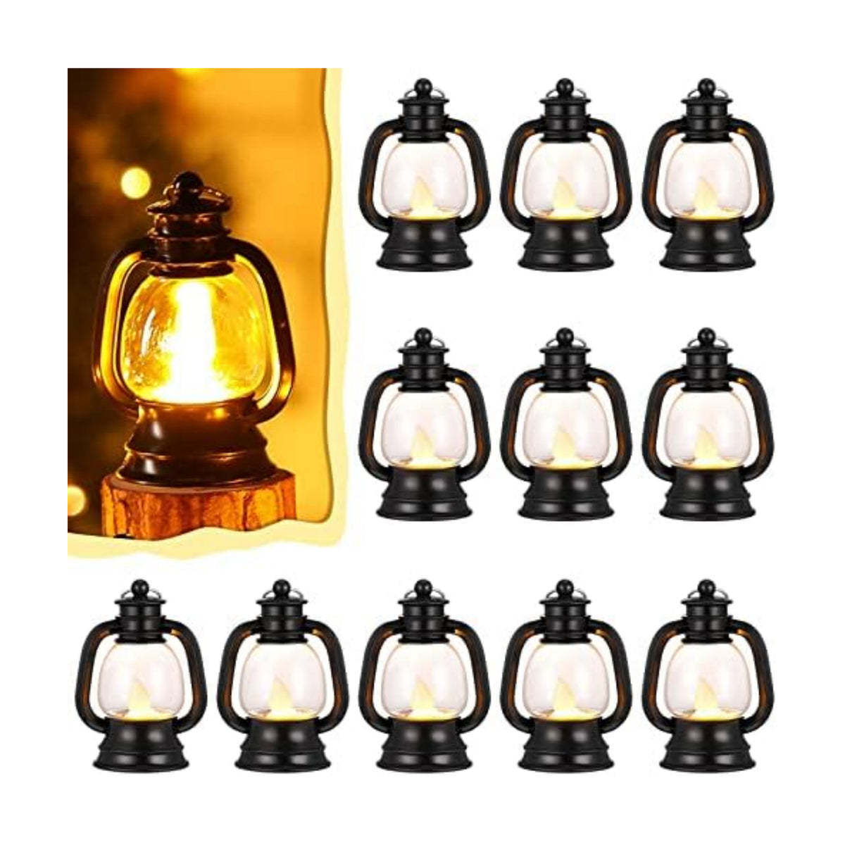 Ferraycle 12 Pcs Mini Lanterns Bulk 4 Inch Black Lamp Table Centerpieces