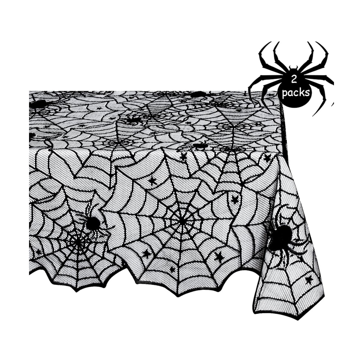 Halloween Tablecloths Black Lace Tablecloth 2 Pack 54x72 inch Spider Cobweb