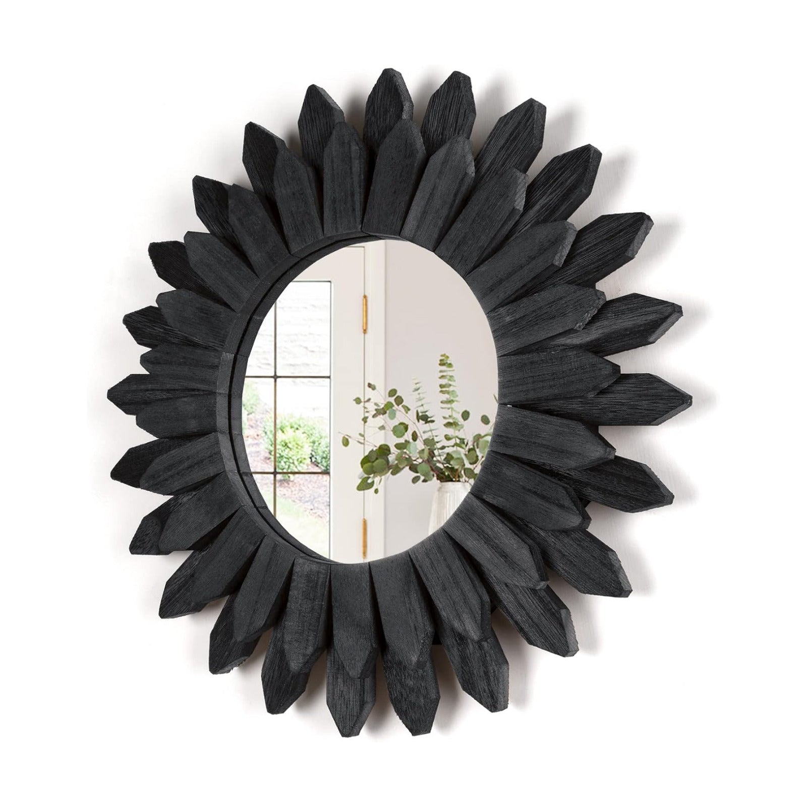 Wall Decor Wall Mirror Boho Wall Decor Wood Decorative Mirror / Black / 12 Inch